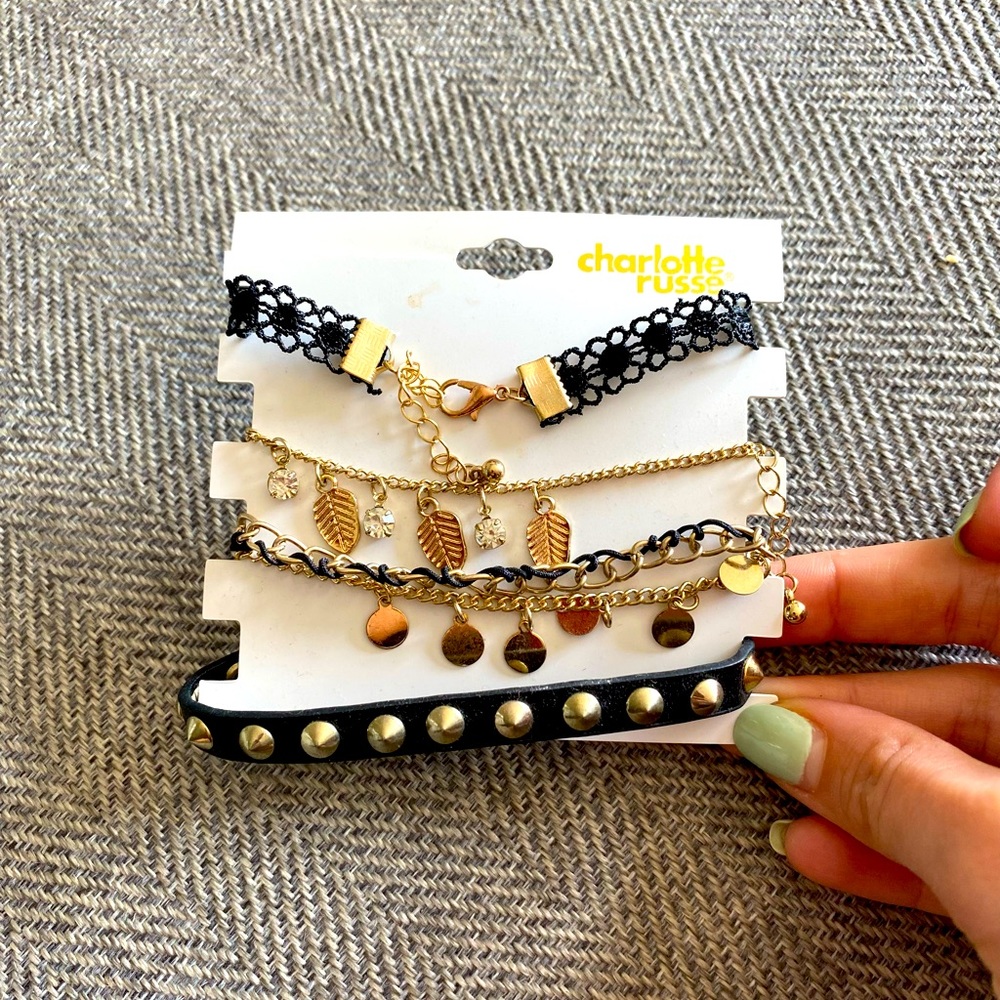 Black and Gold Bracelet Set Charlotte Russe